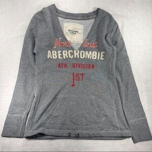 Y2K Abercrombie & Fitch Gray V-Neck Women's Sweatshirt M